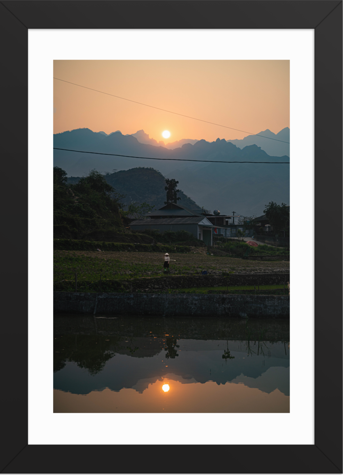 21x30 Black Serene Reflection